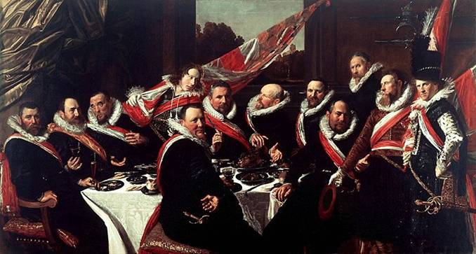 Banquet of the Officers of the St George Civic Guard Haarlem  1616  by Frans Hals    1580-1666      Frans Hals Museum   Haarlem